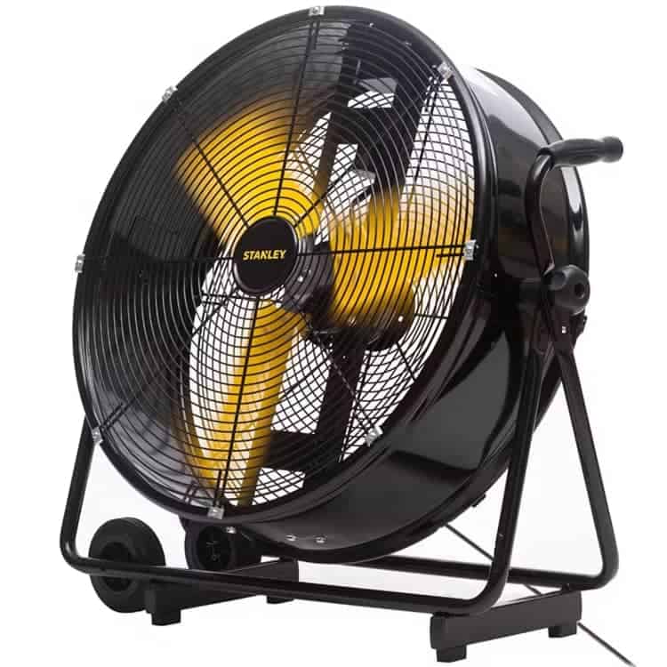 Krachtige Mobiele Vloerventilator Huren - 230W, 4000 m³/h Luchtstroom, Geluidsarm (82 dB), 61 cm Diameter - Perfect voor Festivals, Theatervoorstellingen en Special Effects