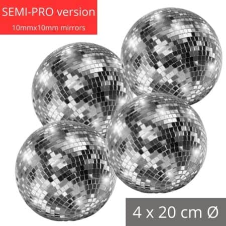 Set van 4 Spiegelbollen 20 cm huren » Verhuur van professionele discoballenset 20 cm Ø