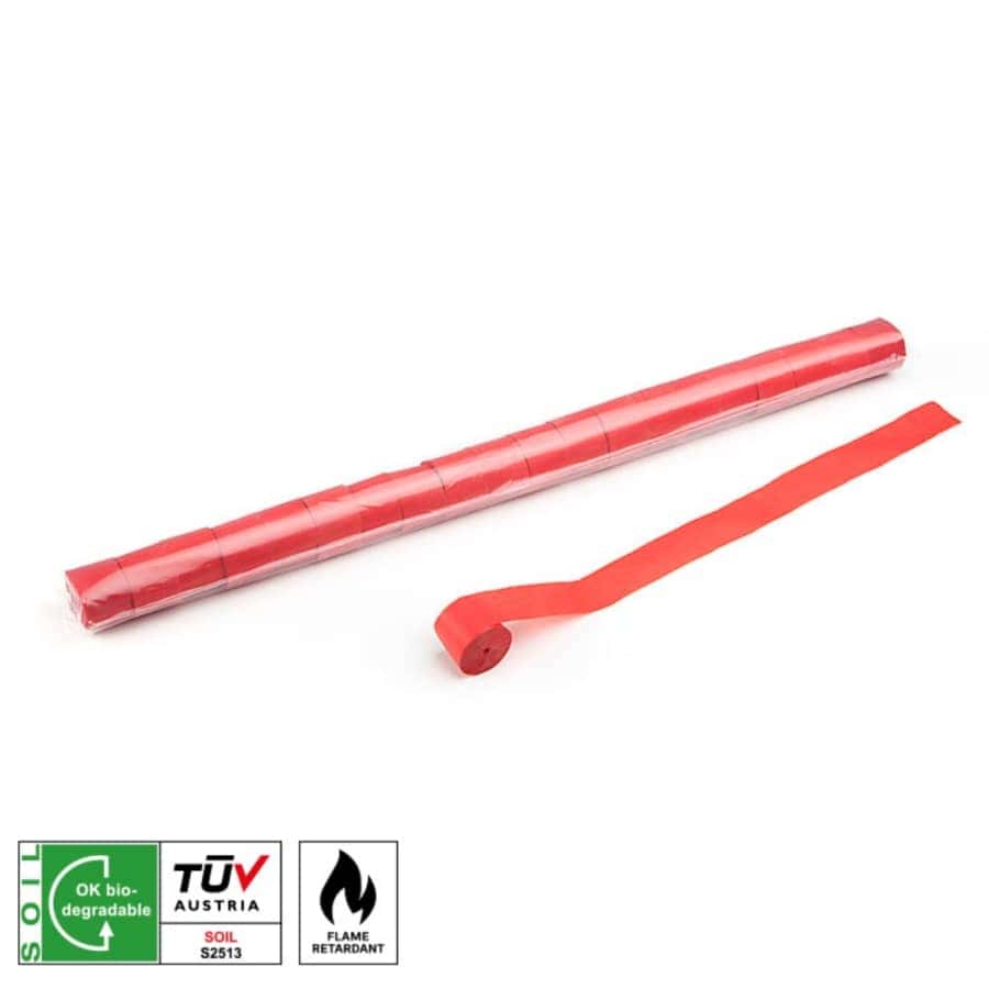 MagicFX STR13RD - Paper Streamers for Stadium Shot 20m x 2,5cm Red - Polybag 20 pc verkoop