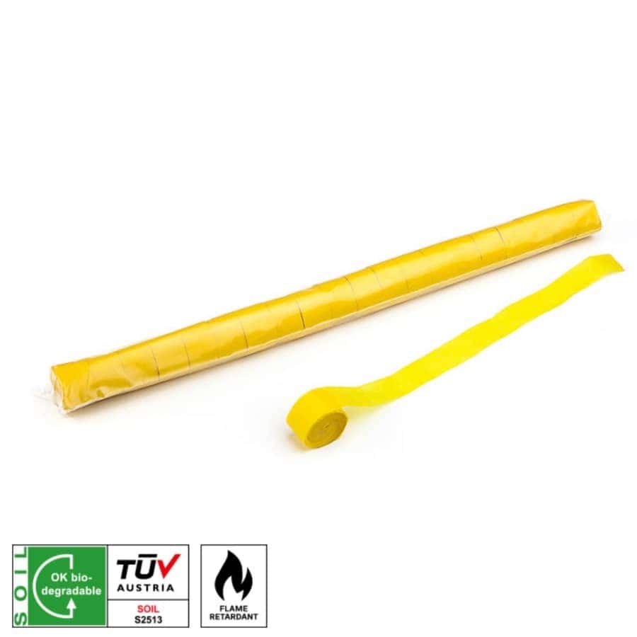 MagicFX STR13YL - Paper Streamers for Stadium Shot 20m x 2,5cm Yellow - Polybag 20 pc verkoop