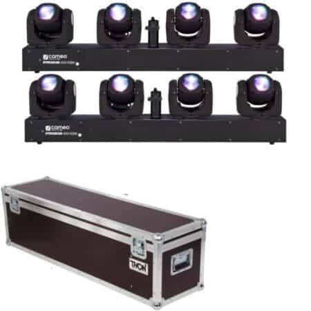 Huur de compacte Cameo HydraBeam 4000 RGBW LED lichtset met 8 RGBW moving heads in flightcase. Perfect voor kleine feestjes en events. Trendy & ready to party! Huren doe je bij partydj. Feestverlichting verhuur.