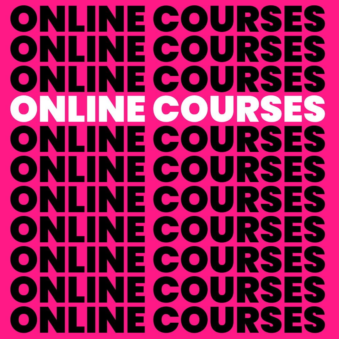 A pink background with the words online courses on it.