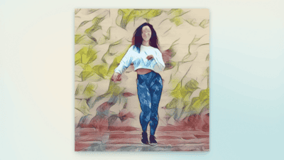 Mujer bailando bachata, mostrando el paso básico.