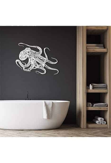 Decoration Murale En Metal Pieuvre Poulpe Inox2