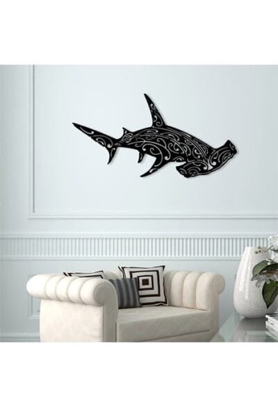 Decoration murale en metal requin marteau acier 2