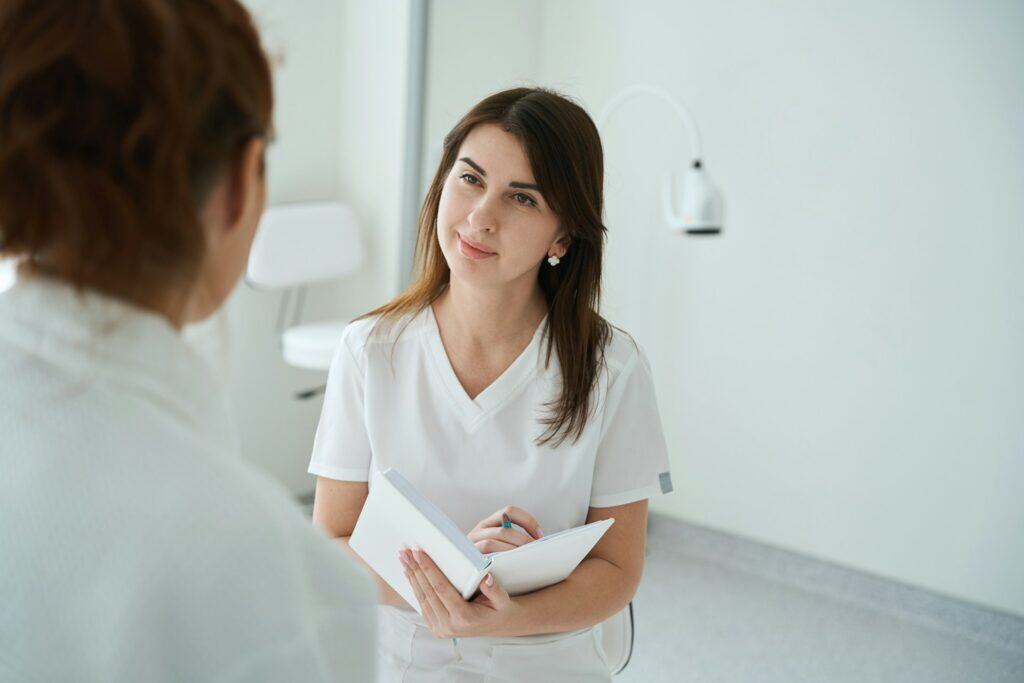 medical professional talking to a patient