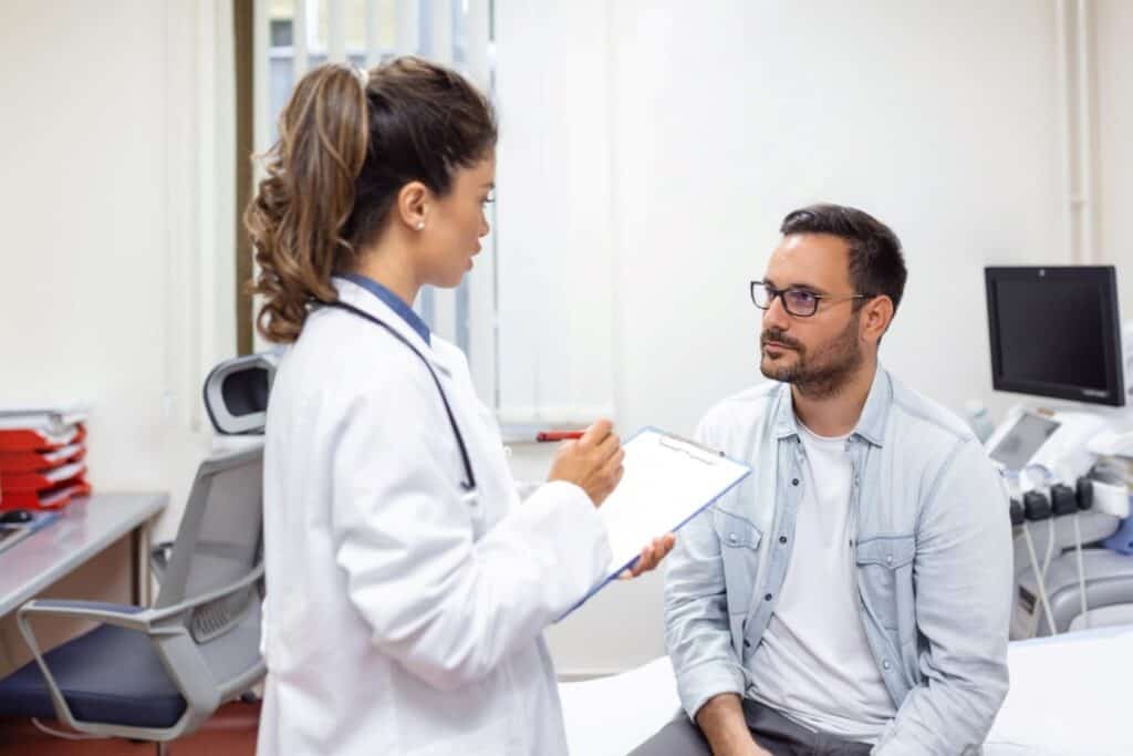 Doctor Explaining Clinical Trial Safety