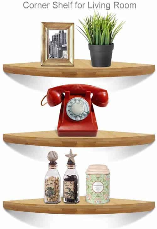 Best for Living Room: XiaZ Corner Shelves Set of 3 Wall Mount Floating Shelf