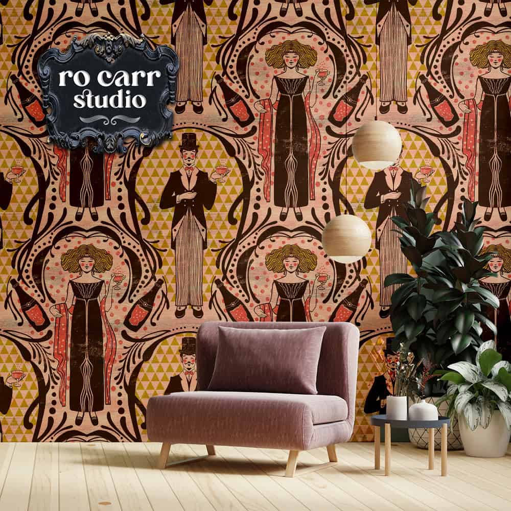Belle Epoch Pink Bubbly design on wallpaper