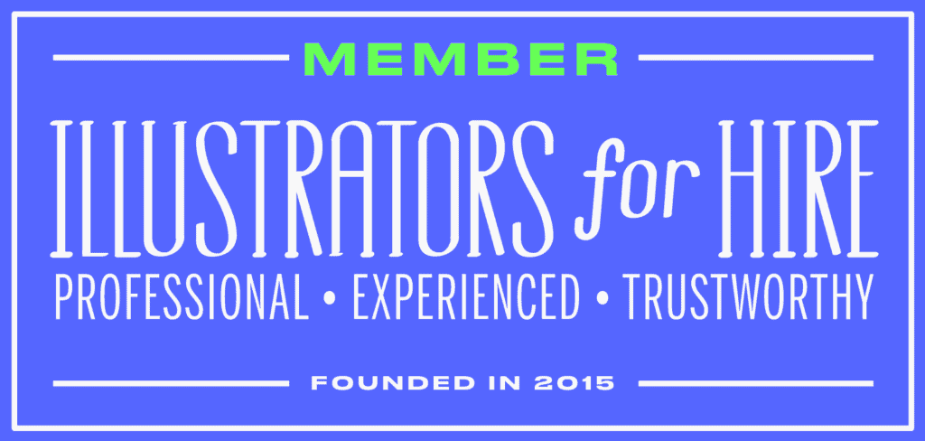 Member badge for Illustrators for Hire online directory of artists and illustrators.