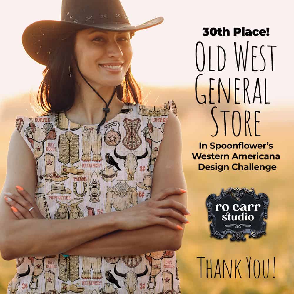 30th Place for Old West General Store in Spoonflower's Western Americana design challenge - thank you!