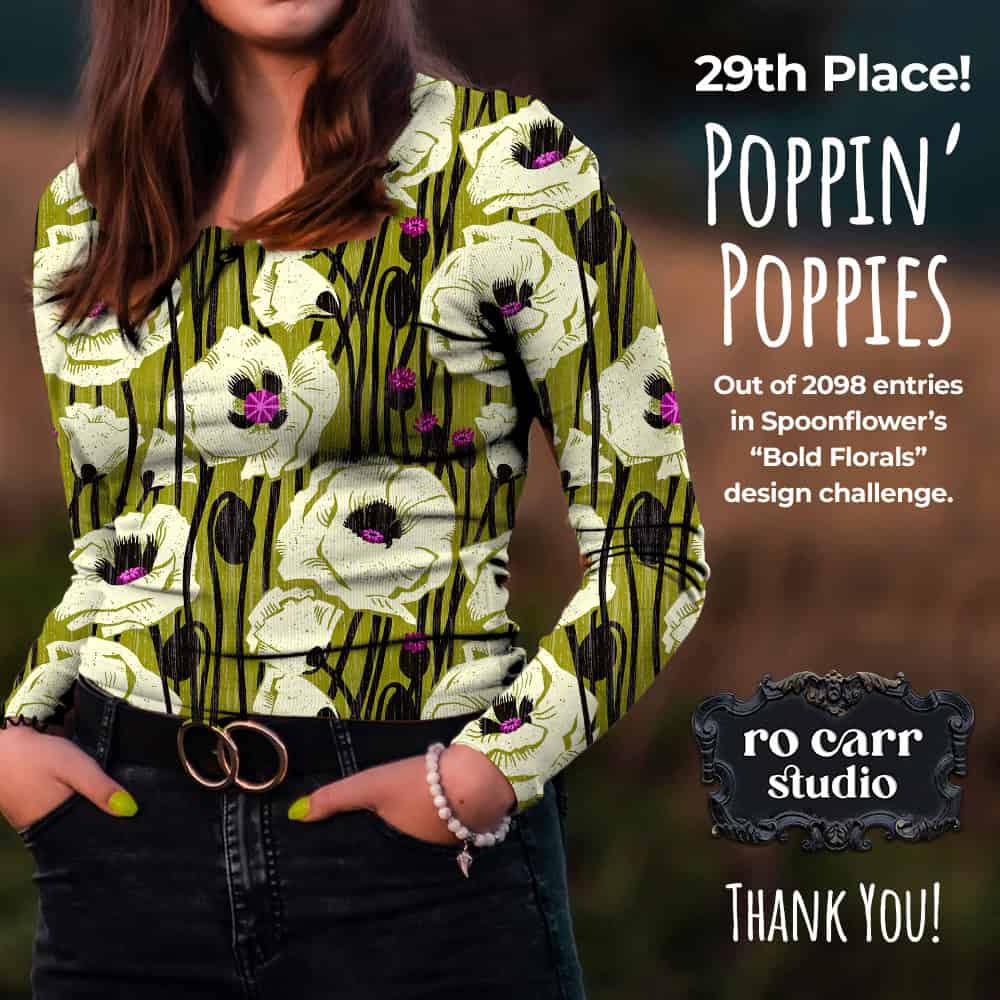 29th place win for Poppin' Poppies in the Bold Floral design challenge at Spoonflower.