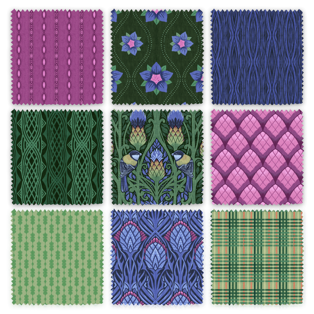 Nine Nouveau Blue swatches arranged in a 3x3 grid.