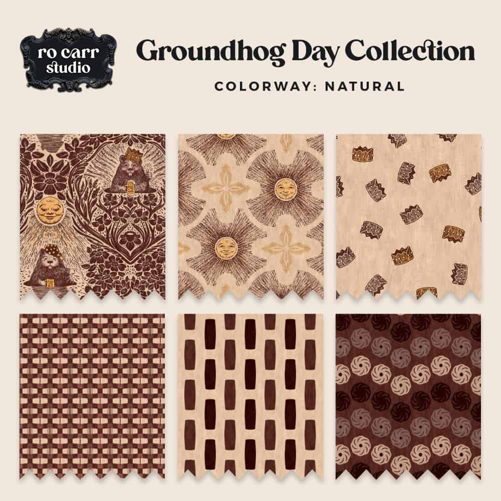 Six swatches in the natural / brown colorway.