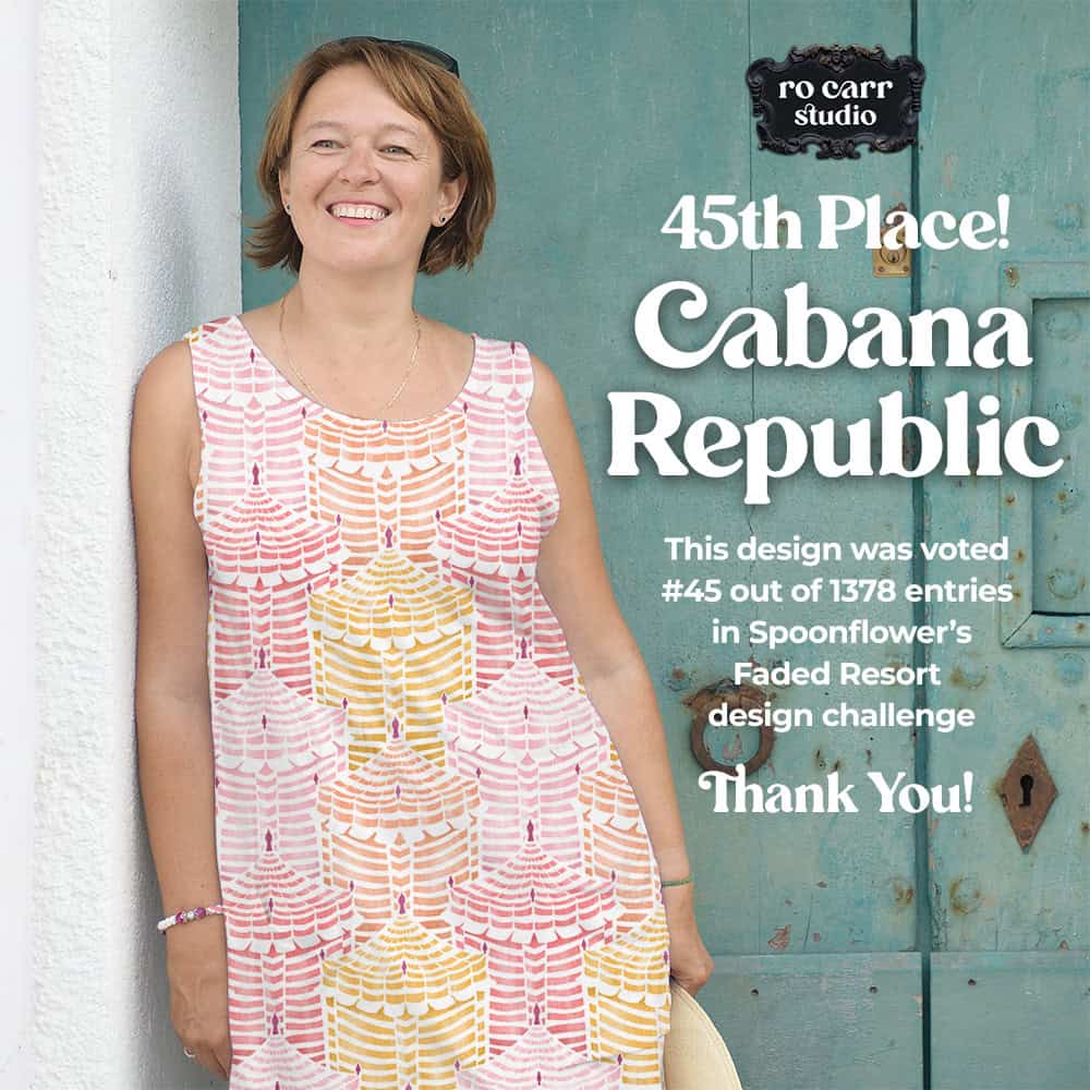 45th Place, Cabana Republic. This design was voted #45 out of 1378 entries in the Faded Resort design challenge at Spoonflower.