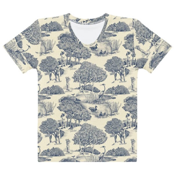 Birds & Birders tee, front view, v-neck.
