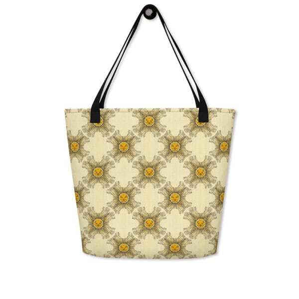Back side showing celestial suns diamond pattern on light yellow background.