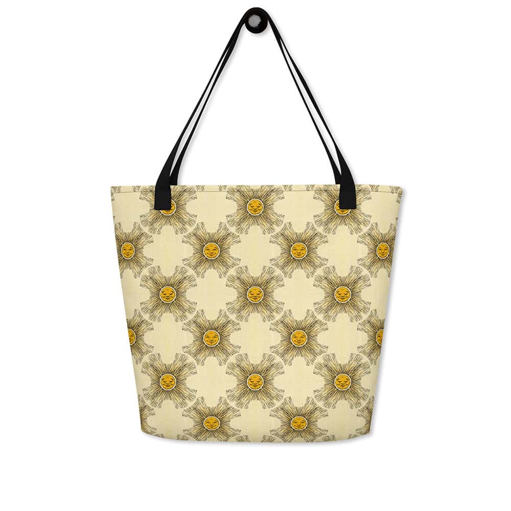 Back side showing celestial suns diamond pattern on light yellow background.