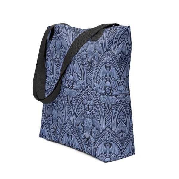 The Grande Macabre in Twilight gothic pattern tote bag, front view.