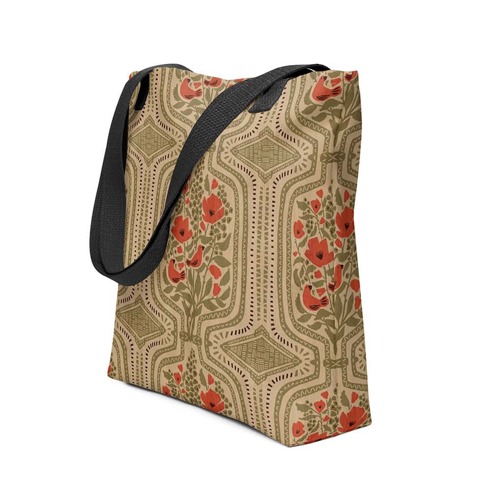Boho Terrarium tote bag, three-quarter view.