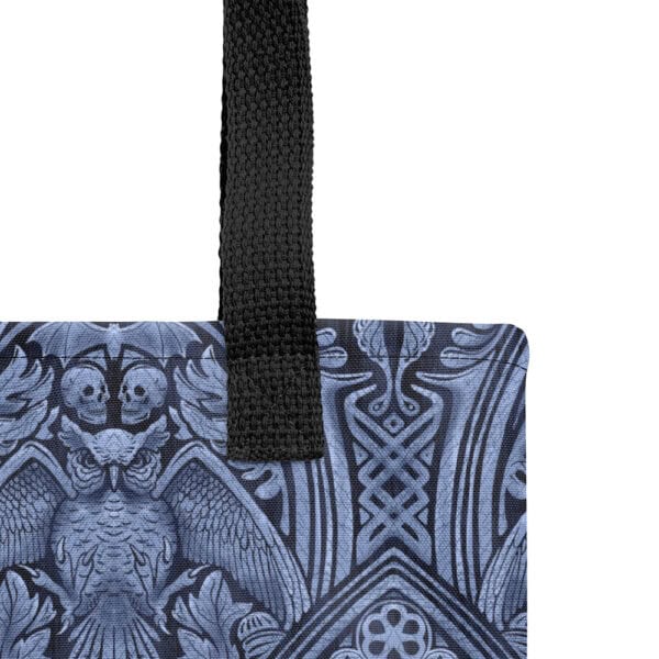 The Grande Macabre in Twilight gothic pattern tote bag, detail view of the strap.