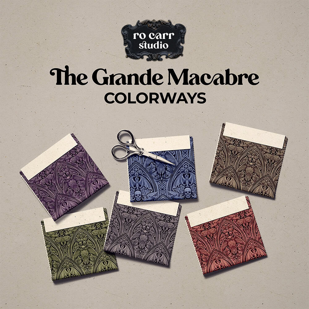 The Grand Macabe Colorways, showing the 6 different color options for The Grande Macabre.