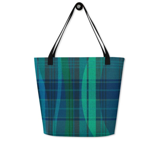 Back side of tote printed with Breaking Plaid.