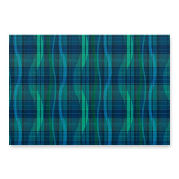 Breaking Plaid wrapping paper sheet laid flat.