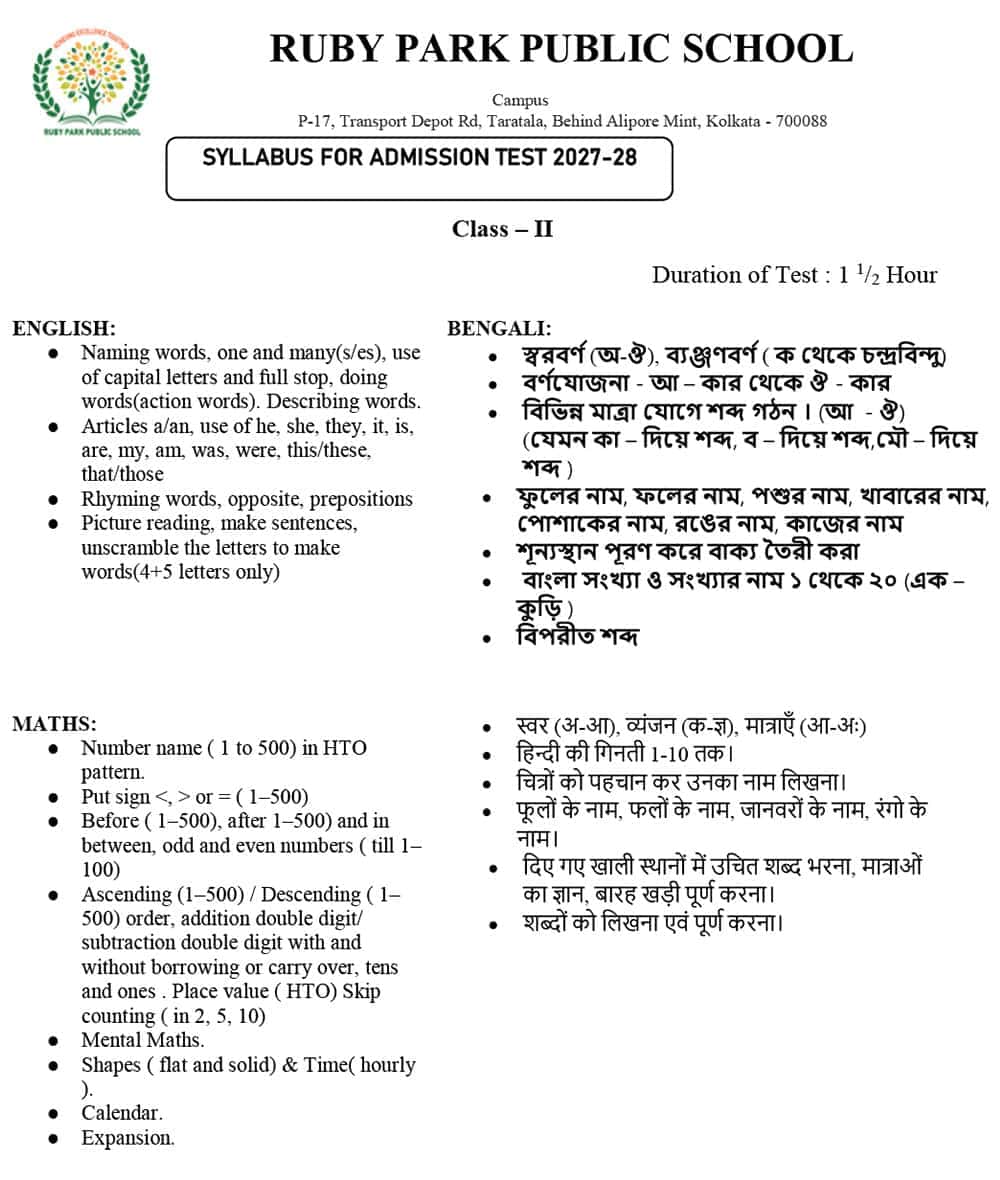 Syllabus for Assessment