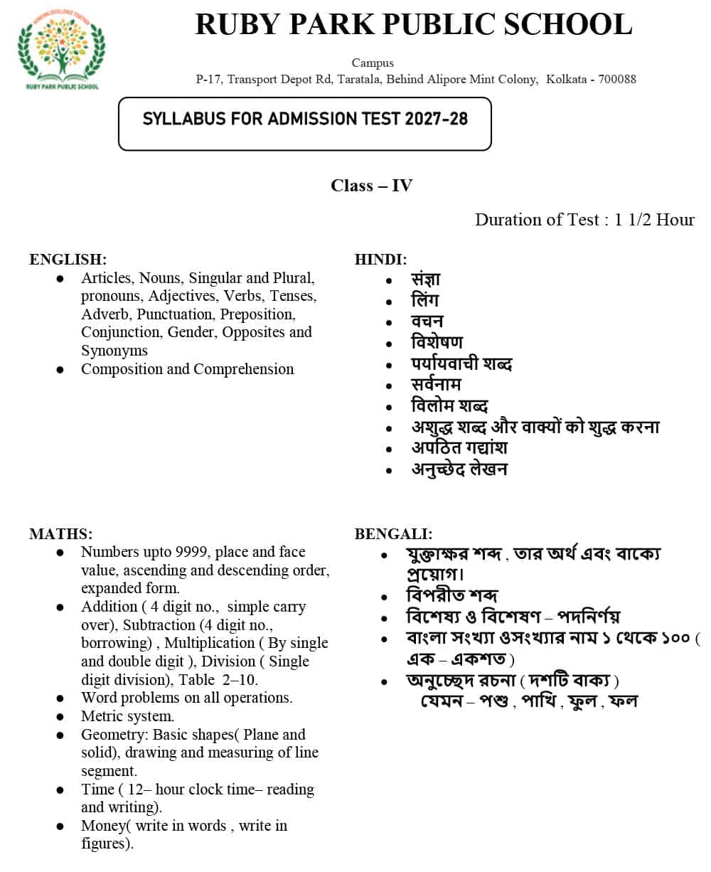 Syllabus for Assessment