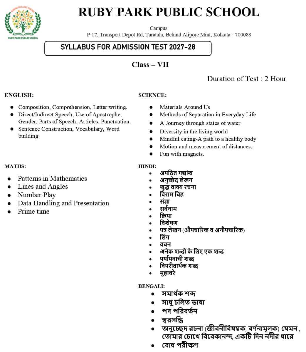 Syllabus for Assessment