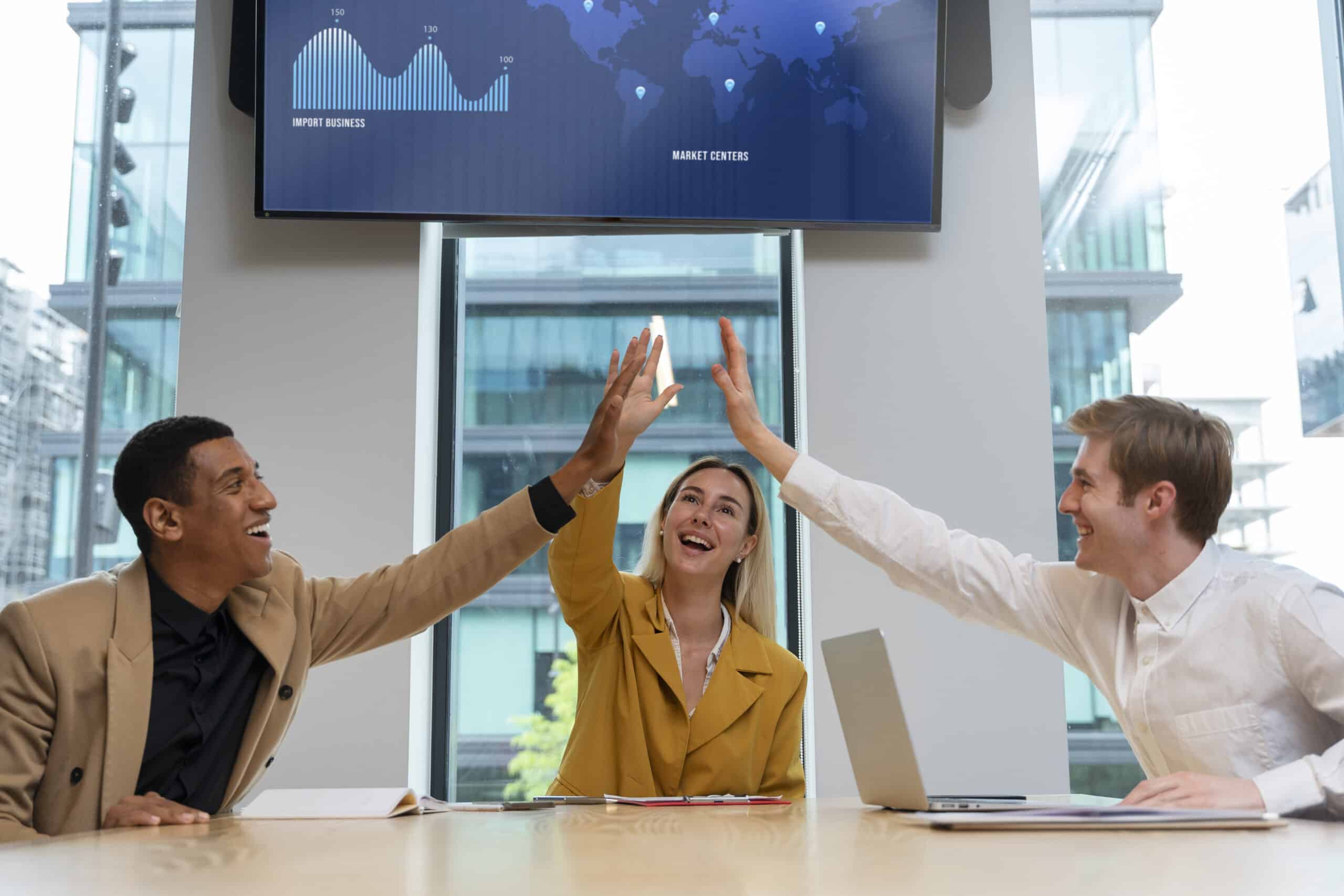 Business colleagues meeting in success