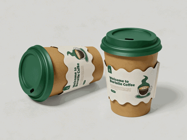 Custom Shaped - Coffee Cup Sleeves - Green - Same Day Printing