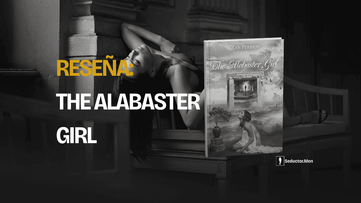 El libro The Alabaster Girl de Zan Perrion junto al título "Reseña" sobre fondo oscuro