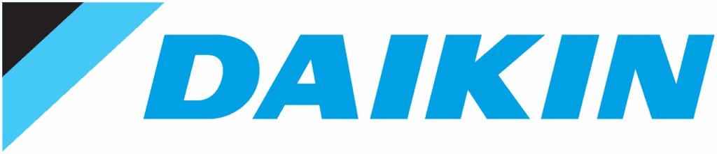 Daikin logo with bold blue lettering and a signature blue-and-black stripe, symbolizing trusted, local HVAC care in SoCal.