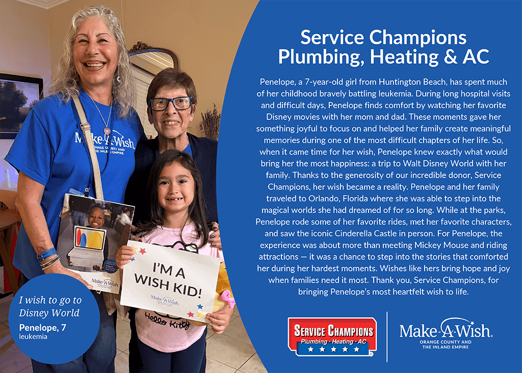 Three women and a Wish Kid smile together, joined by Make-A-Wish and Service Champions logos reflecting trusted local support.