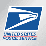 A USPS United States Postal Service logo with eagle emblem and blue, red, white colors.