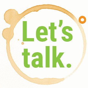 Full-color direct mail marketing piece with bold “Let’s Talk” message promoting direct marketing services.