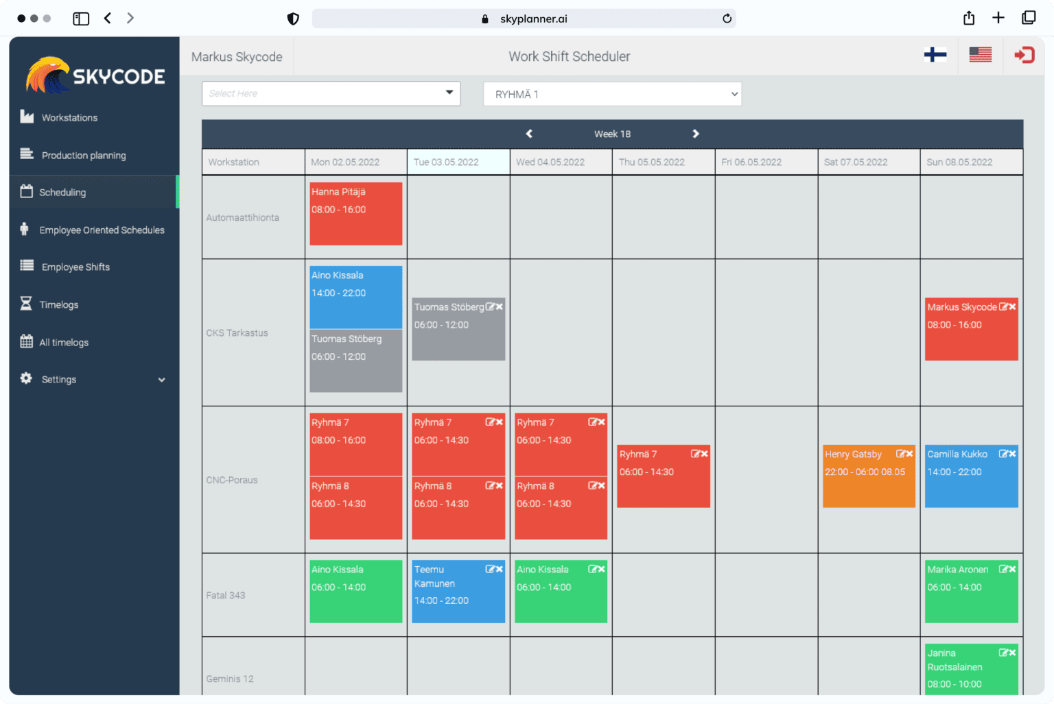 Production scheduling with artificial intelligence - SkyPlanner APS