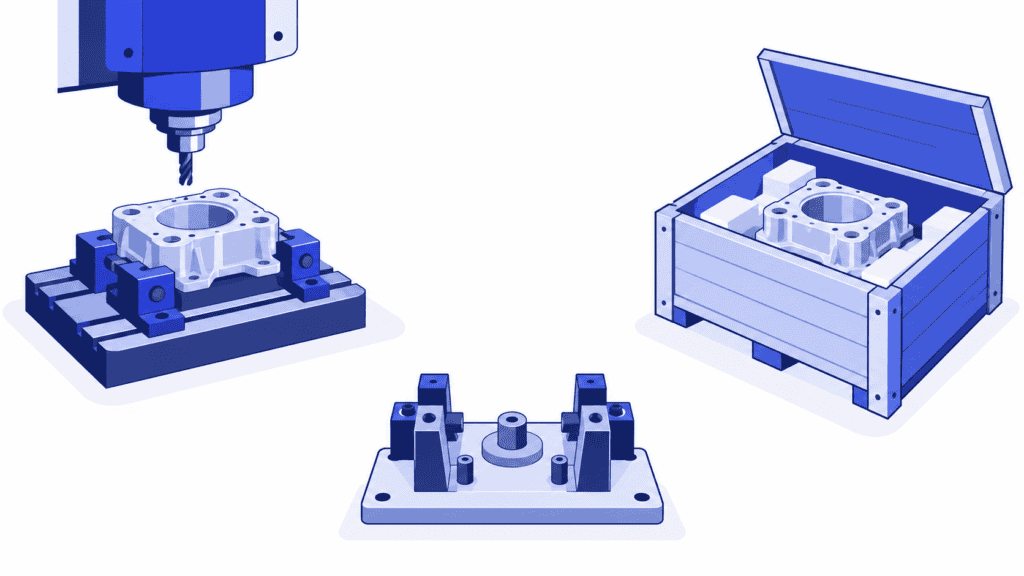 Internal machining and supplier-delivered components offer two routes to the same assembly requirement.