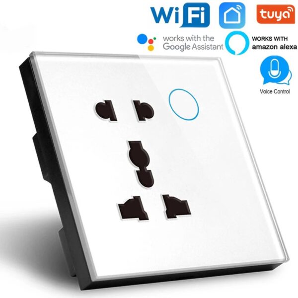 Single socket; UK Wi-Fi Smart Wall Socket Tempered Glass