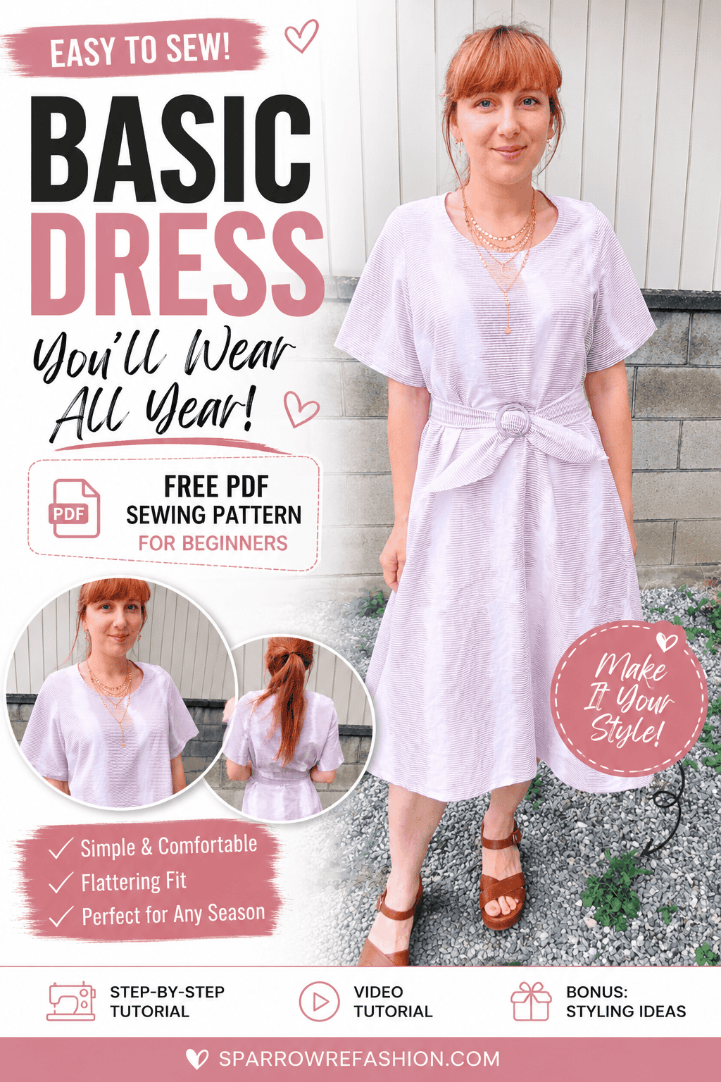 How to Sew a Basic Dress for Begginers + Free Pattern - Sparrow ...