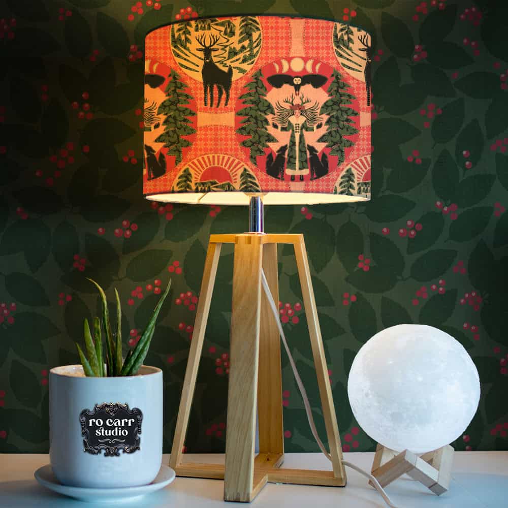 Mockup of lampshade featuring the pattern.