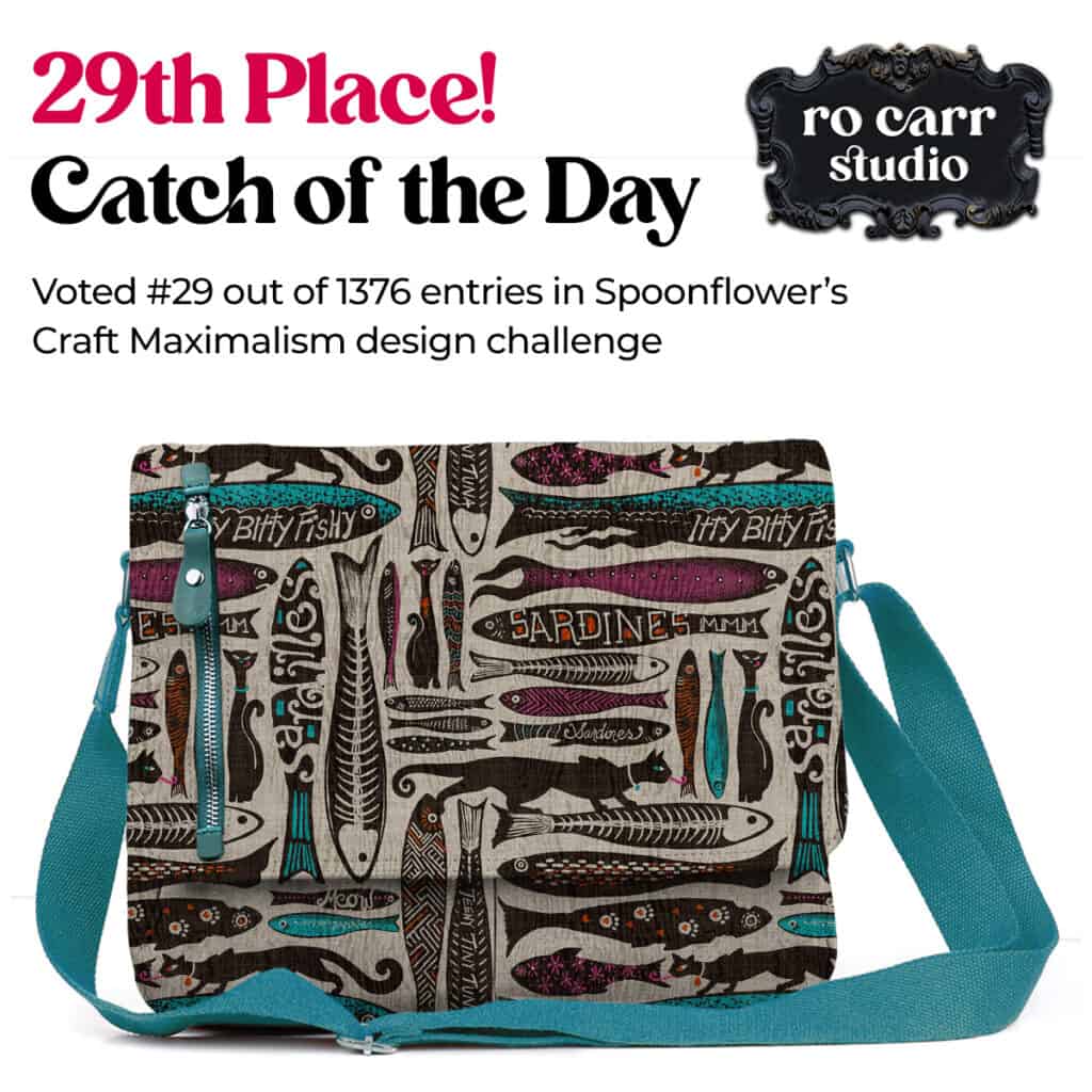 29th Place! Catch of the day voted #30 out of 1378 entries in Spoonflower's Craft Maximalism design challenge.