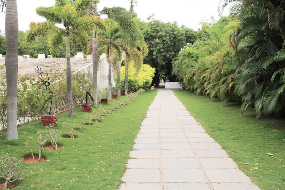 Outdoor walkway view of Suchitra Academy.