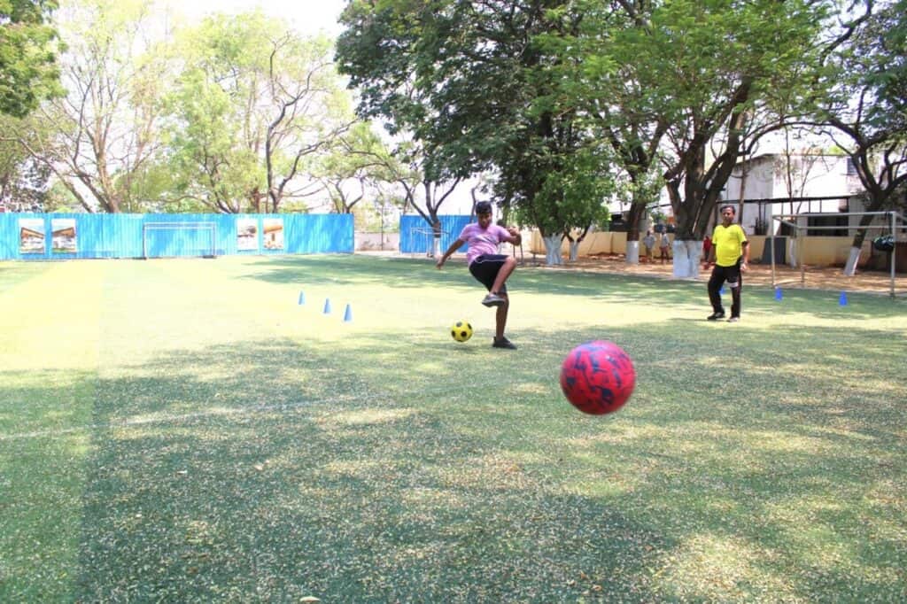 Suchitran practicing a sport at Suchitra Academy