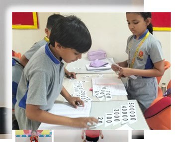 25th March,2025: Grade V students engaged in a hands-on activity to understand the Indian Place Value System.
