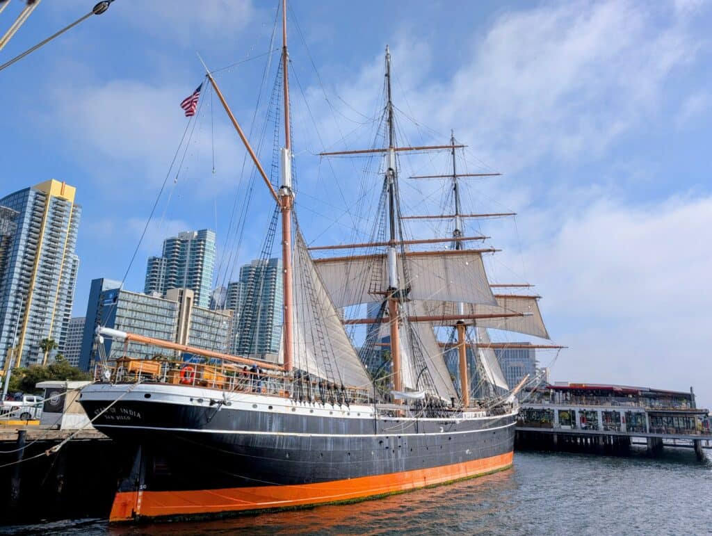 The Star of India towers above the Embarcadero.