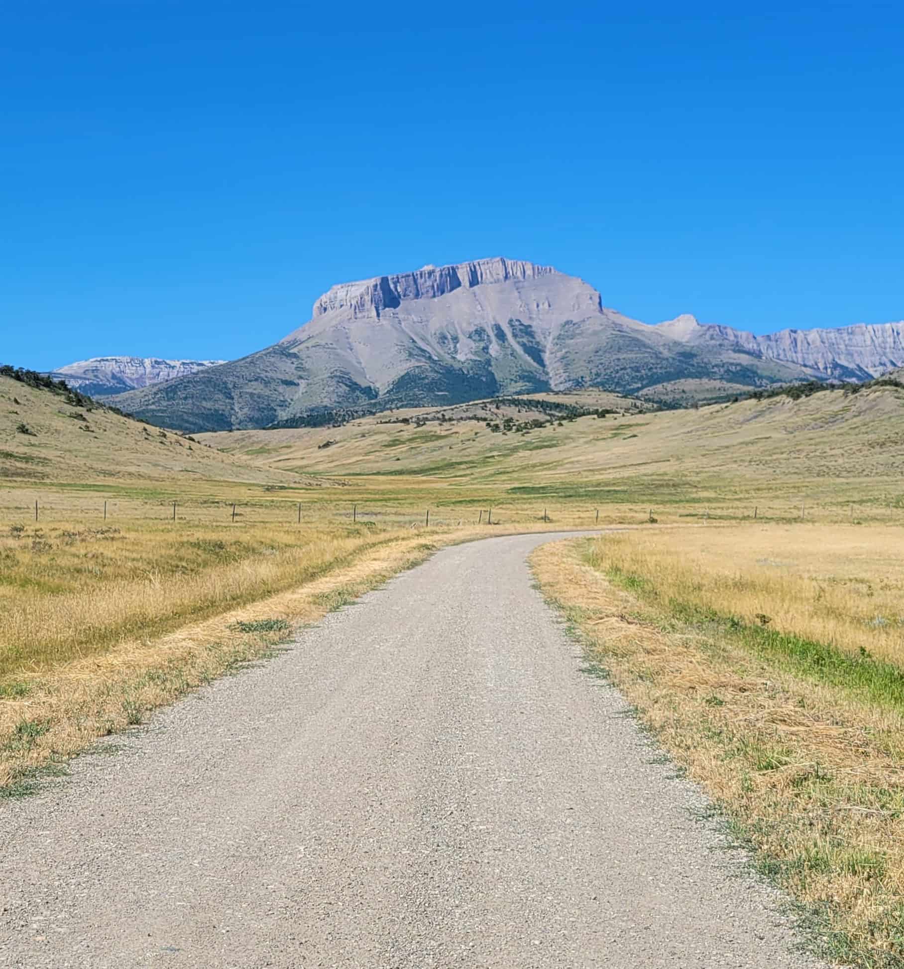 Road leading to the mountains along Montana's Rocky Mountain Front