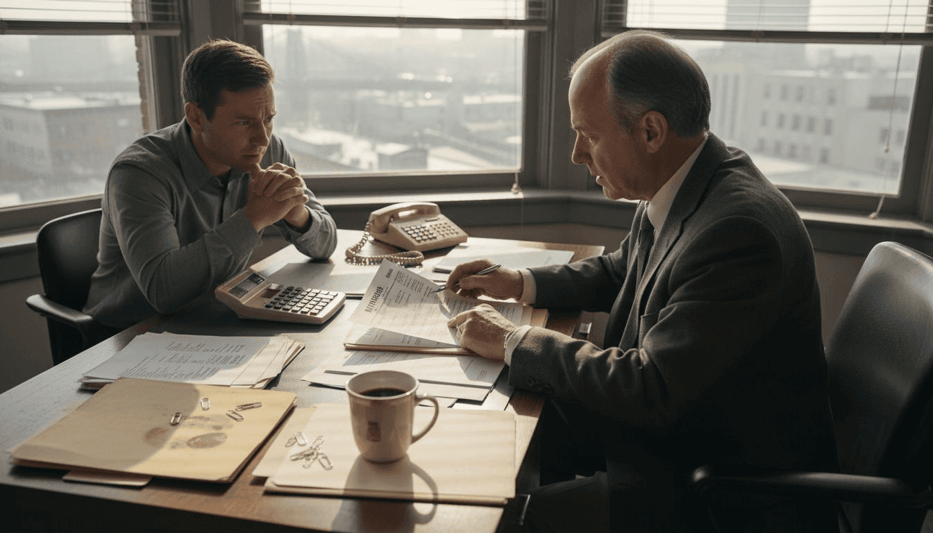 CPA consults client about IRS audit in office